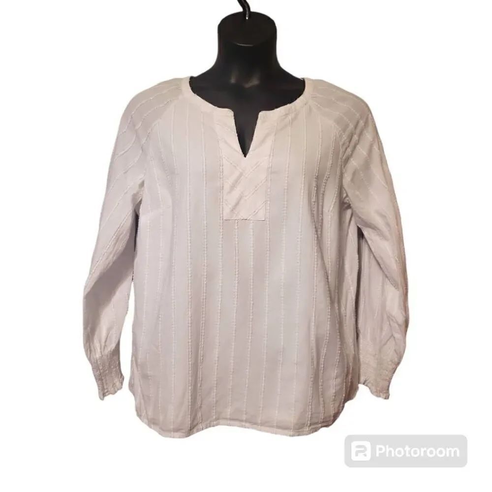 Talbots White Long Sleeve Women's Blouse Size Large
